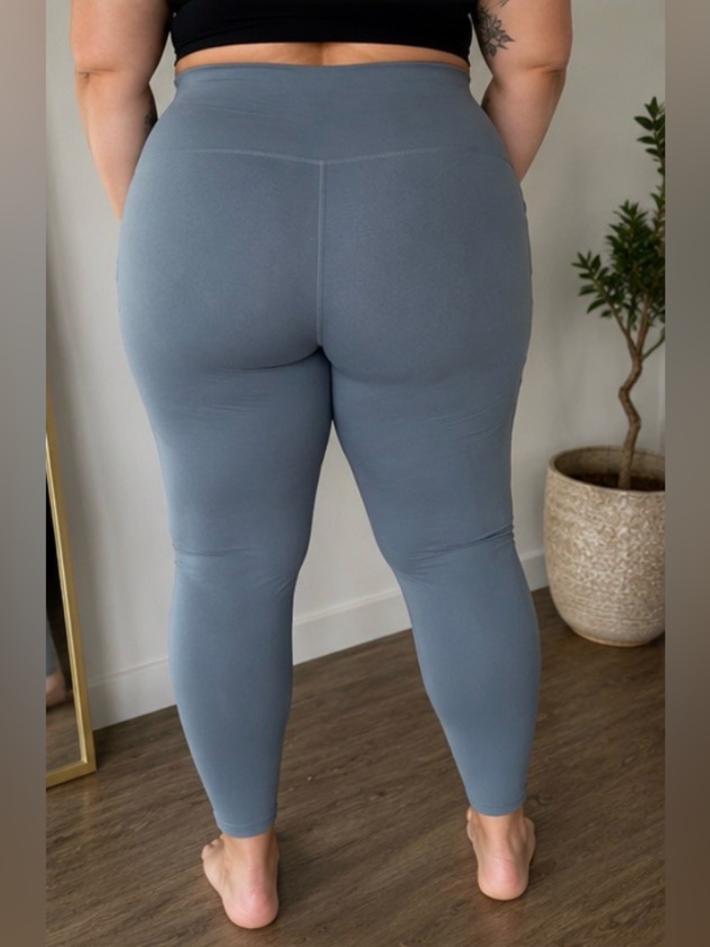 Rae Mode Buttery Soft High Waist Side Pocket Leggings | Slate Blue | 2x - Picture 3 of 5